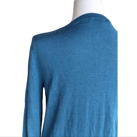 Katherine Barclay Womens Extra Fine Merino Wool V Neck Sweater Teal Size Medium - Picture 5 of 10